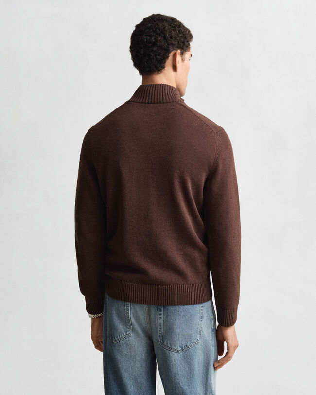 Afslappet sweater i bomuld med halv lynlås