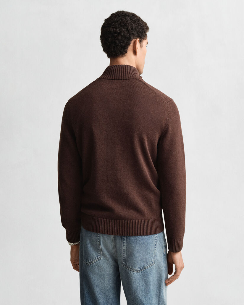 Afslappet sweater i bomuld med halv lynlås