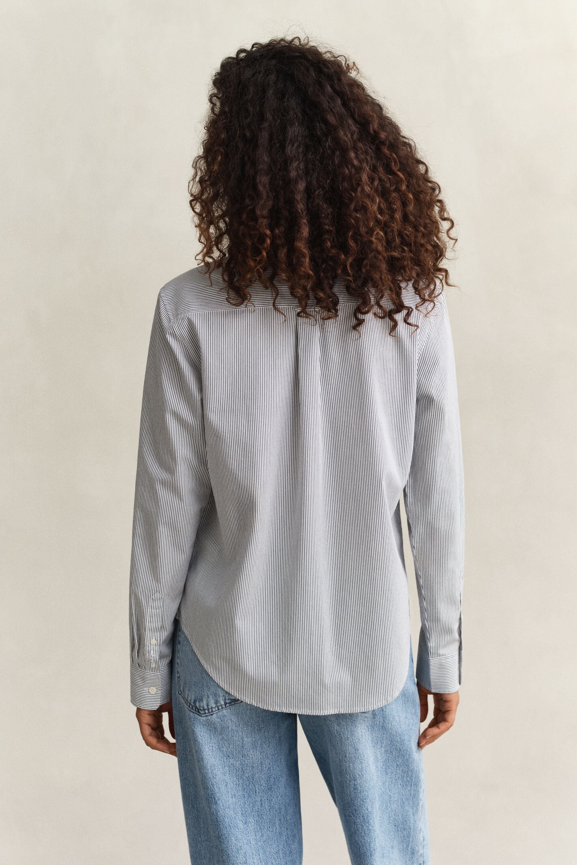 Flæset bomuldsskjorte med striber