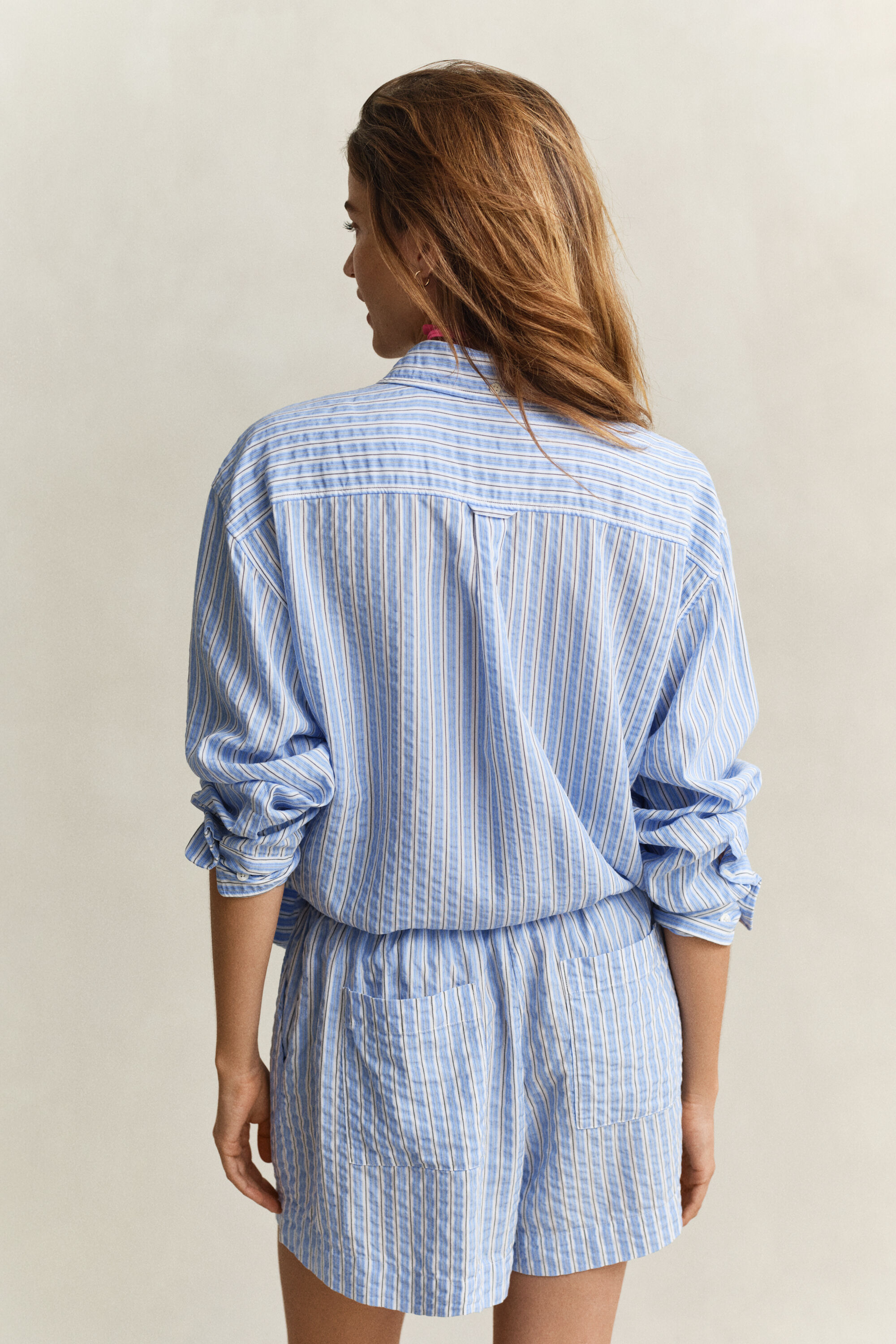 Seersucker-skjorte med striber