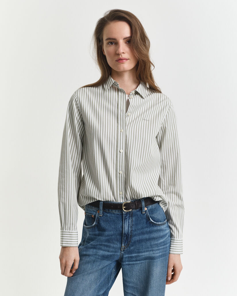 Regular fit klassisk stribet poplin-skjorte