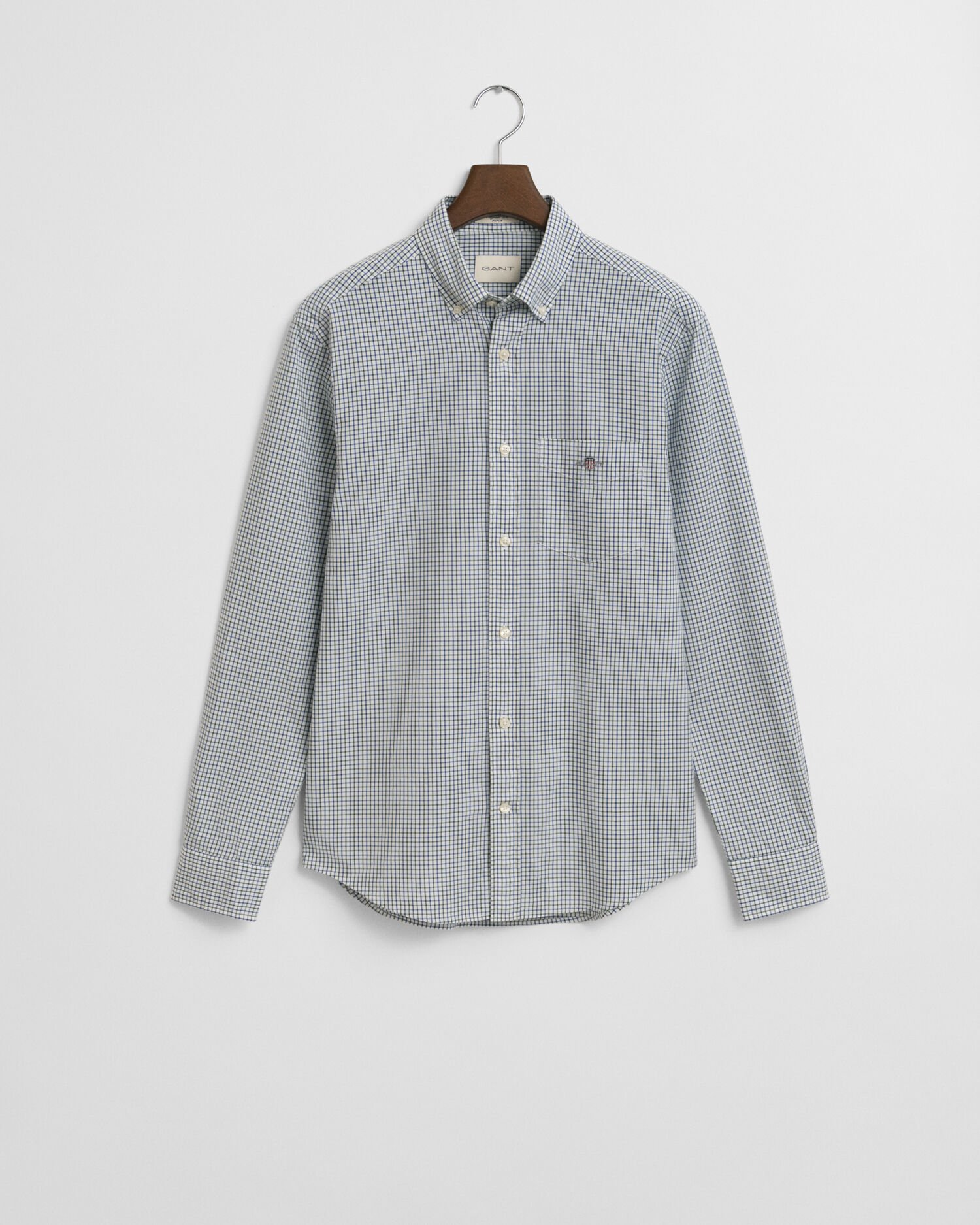 Regular fit klassisk poplin-skjorte med mikrotern
