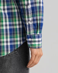 Regular fit vasket poplin skjorte med tern