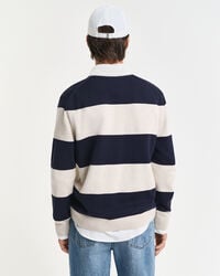 Tværstribet polosweater