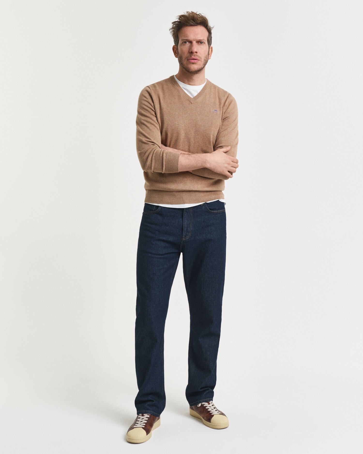 Klassiske sweater i bomuld med V-hals