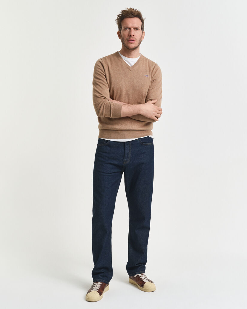 Klassiske sweater i bomuld med V-hals
