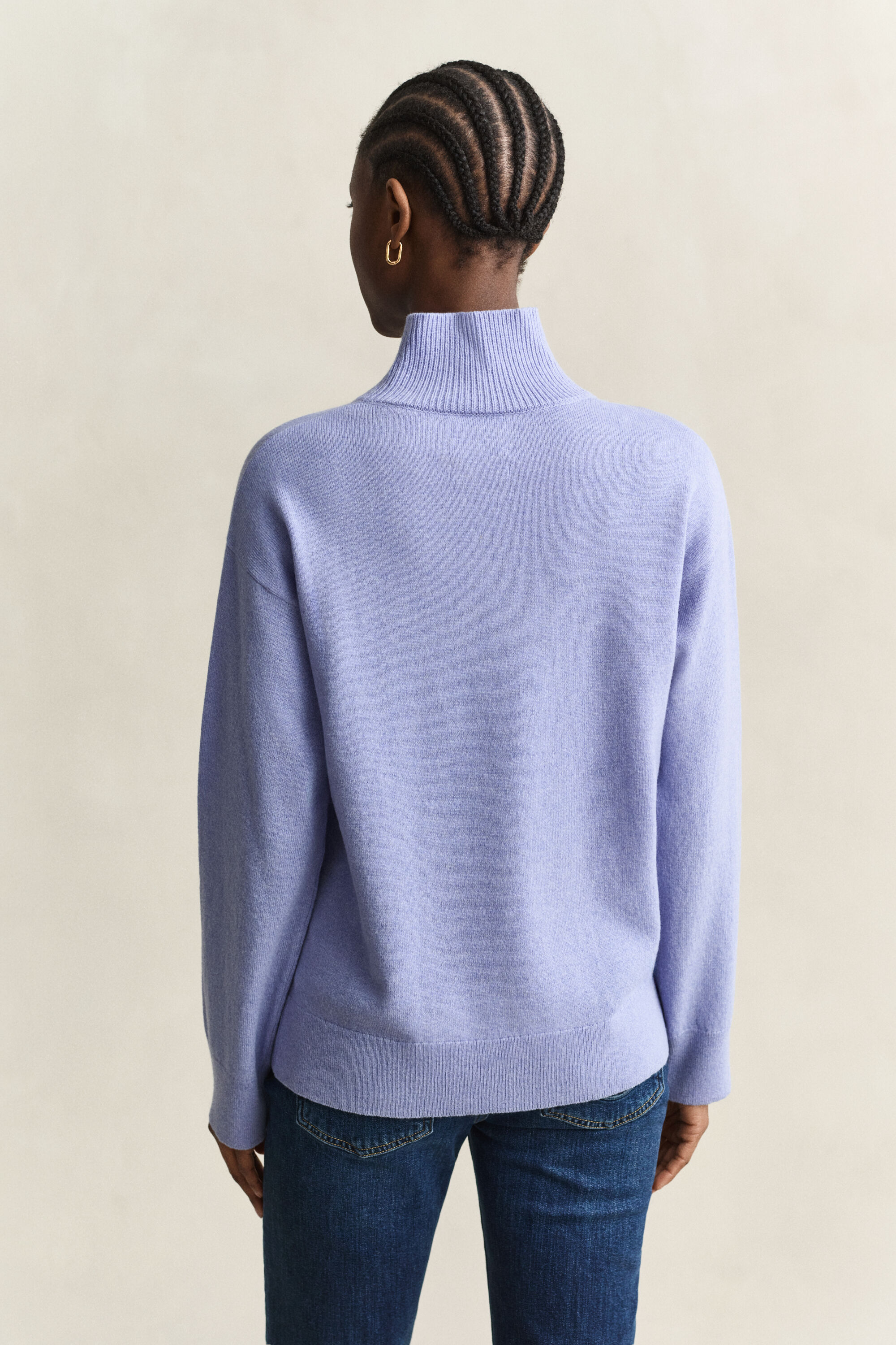 Sweater med mock-neck i luksuriøs lammeuld