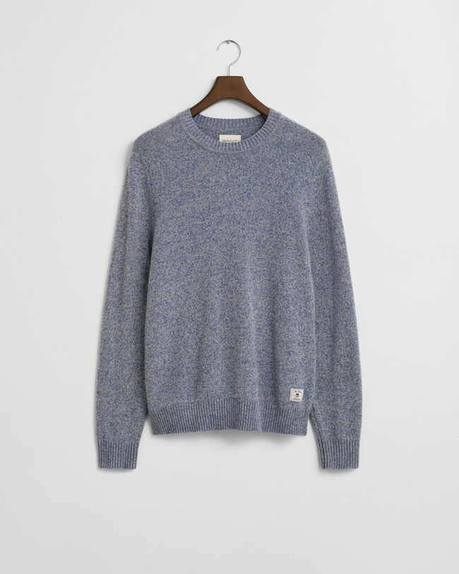 Sweater med crewneck i mouliné uldblanding