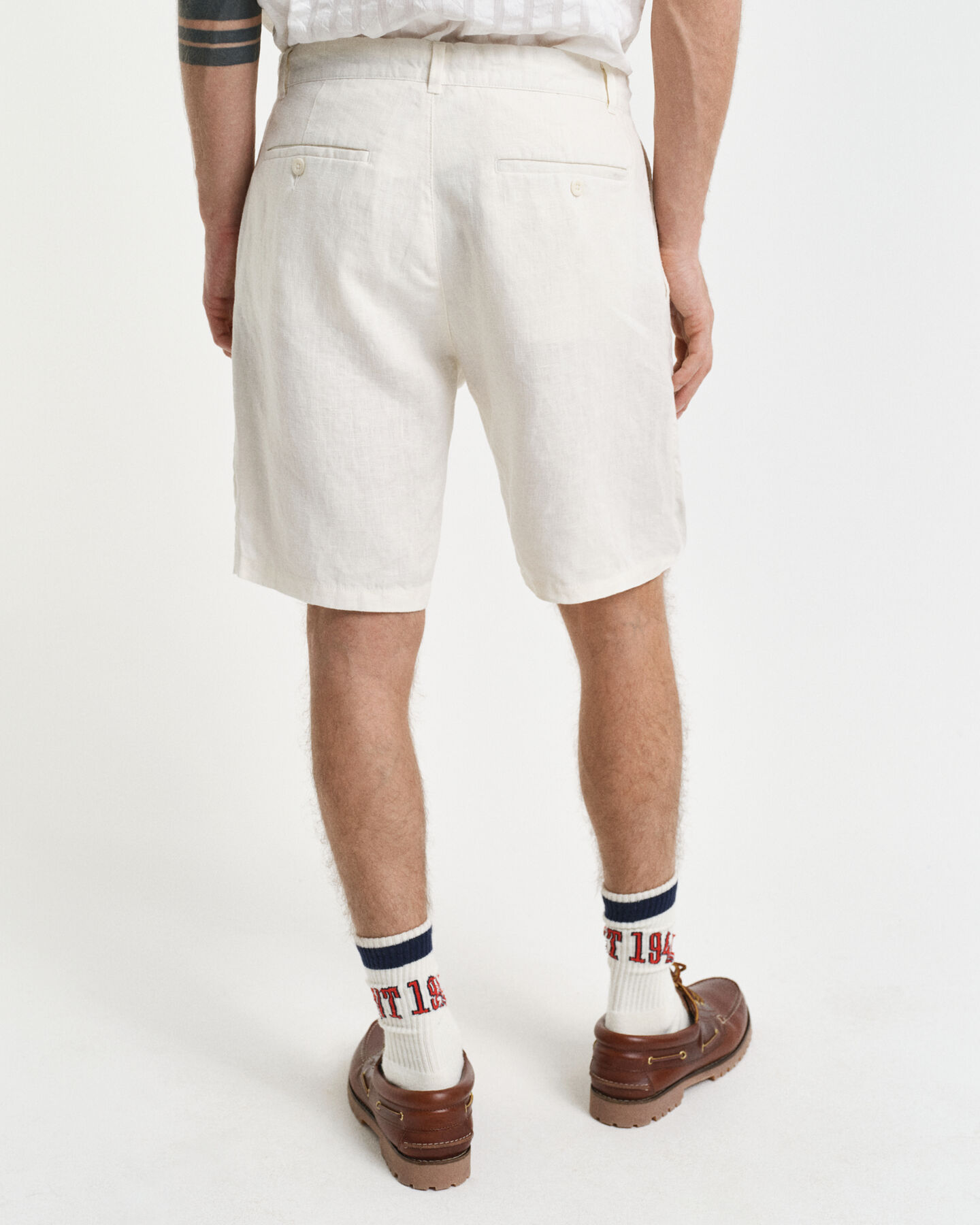 Relaxed fit shorts af hør med løbesnor