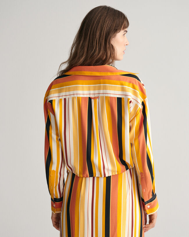 Relaxed fit stribet skjorte med bindeb&aring;nd