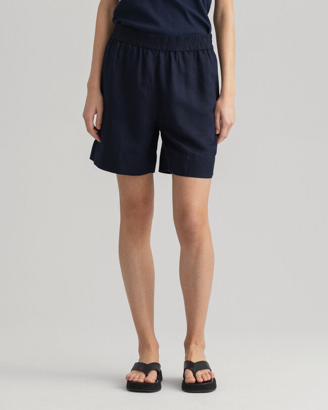 Pull-on-shorts i hør- og viskoseblanding