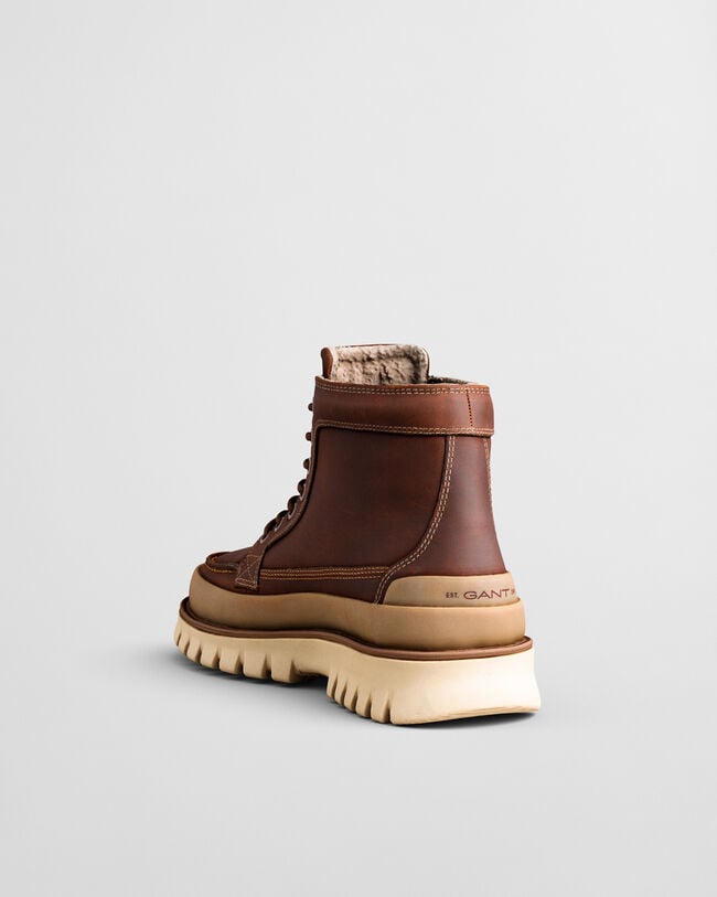 Nebrada mellemhøje læderstøvler