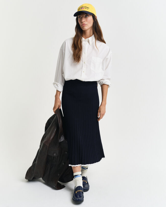 Strikket viskosenederdel