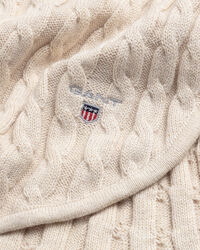 Baby t&aelig;ppe af bomuld med kabelstrik