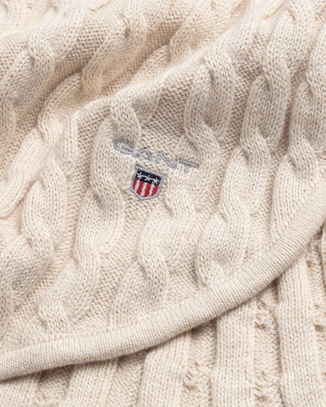 Baby t&aelig;ppe af bomuld med kabelstrik