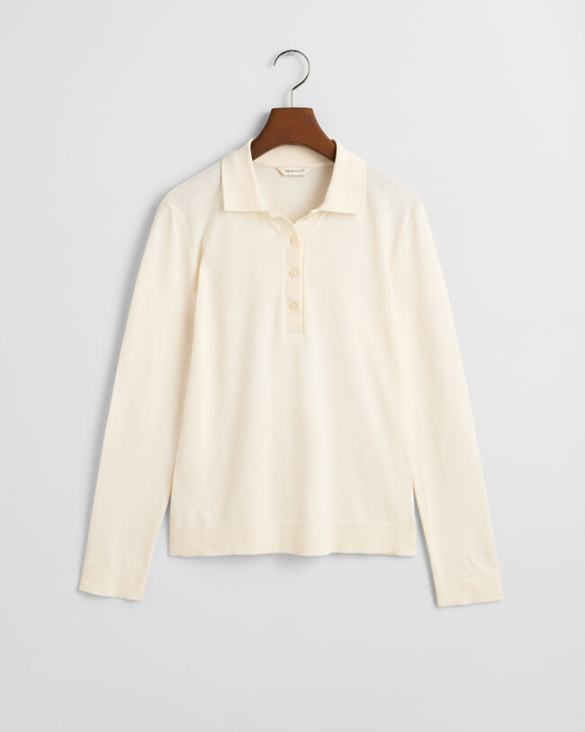 Sømløs langærmet poloskjorte