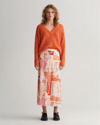 Maxi nederdel af silke med Sailing-tryk