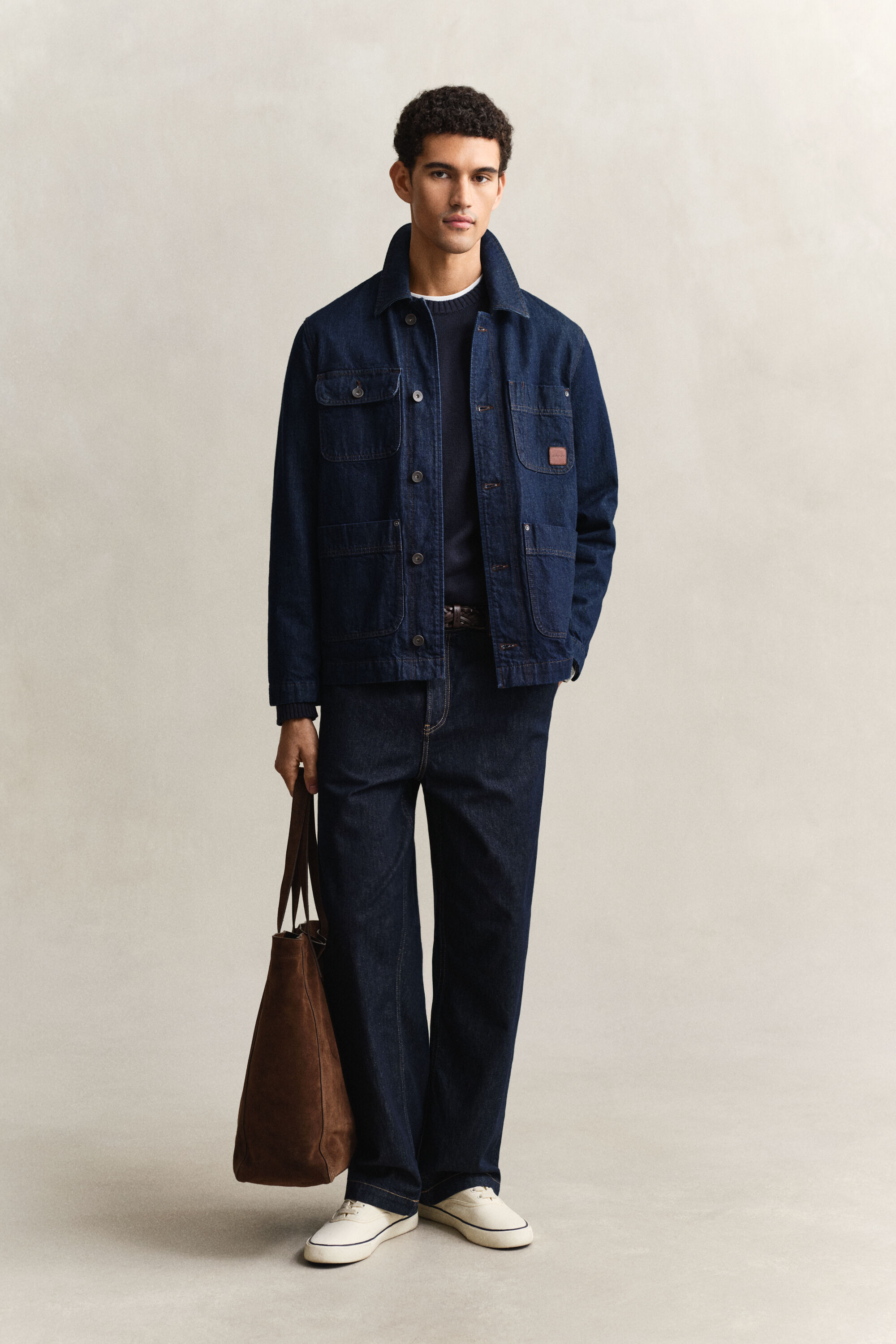 Sweater med crewneck i bomuldsblanding