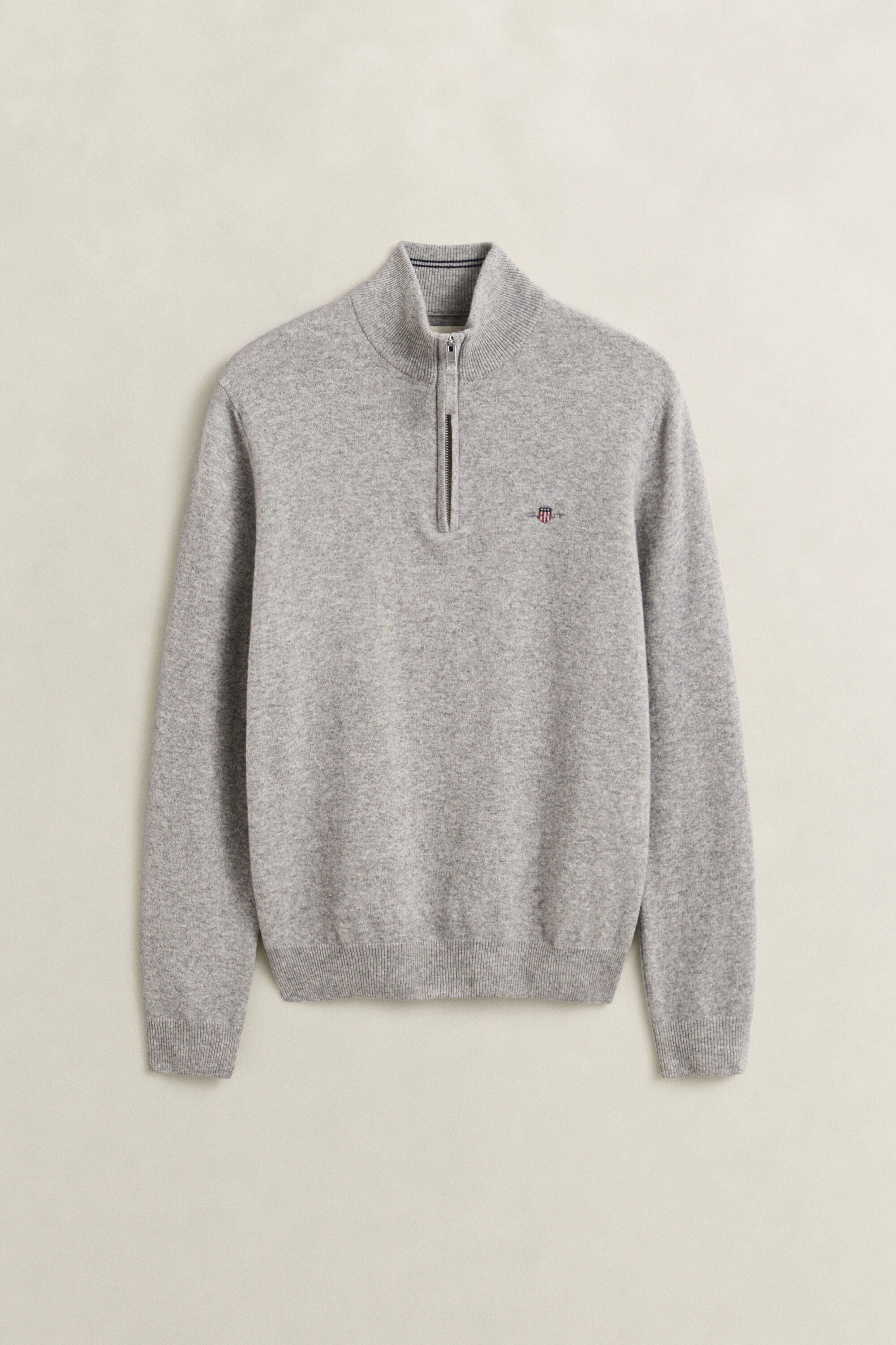 Sweater i lammeuld med halv lynlås