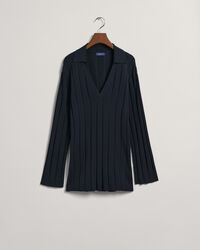 Ribstrikket sweater med åben krave