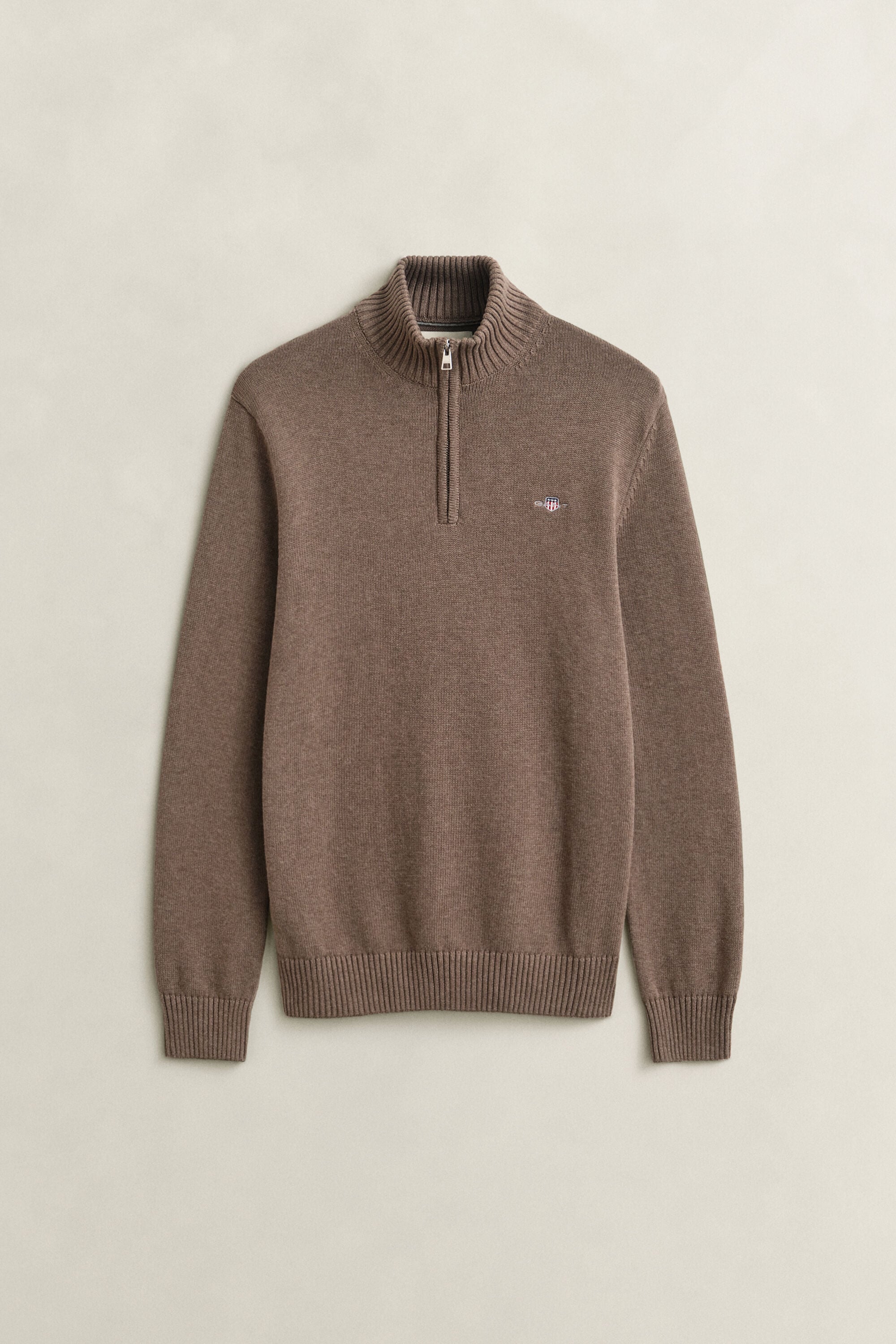Afslappet sweater i bomuld med halv lynlås