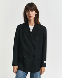 Relaxed fit dobbeltradet hopsack blazer i uldblanding