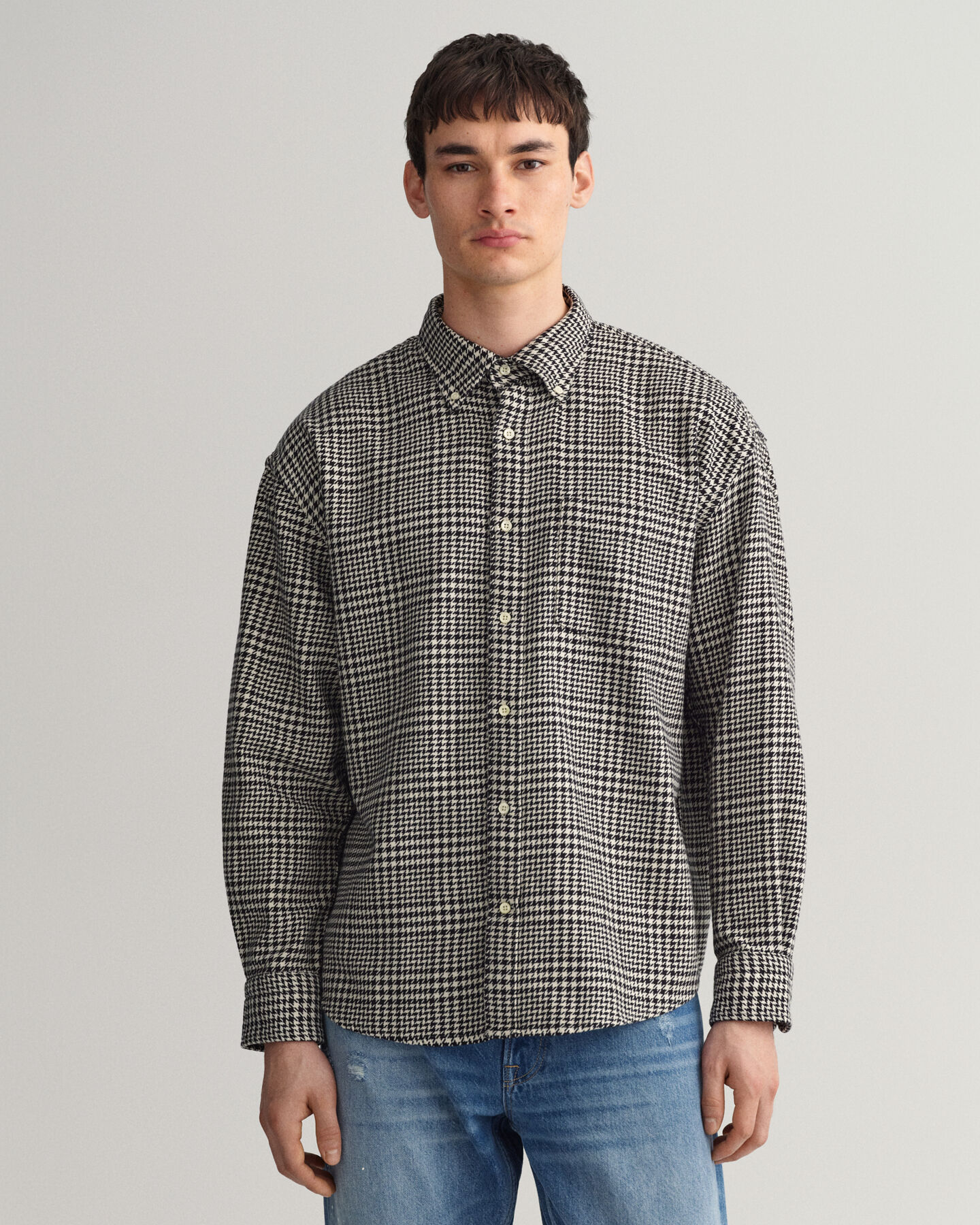Oversized Houndstooth bomuldsskjorte