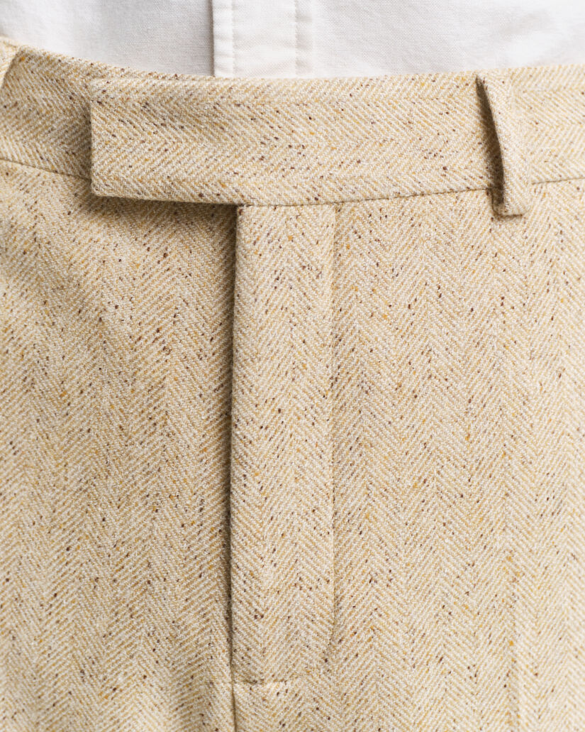 Relaxed fit jakkesæt-bukser med nister og sildebensmønster