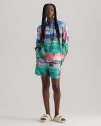 Silkeskjorte med Scenery-tryk