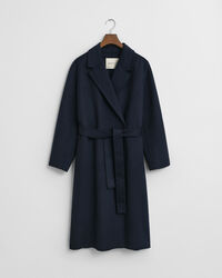 Håndsyet frakke med bælte