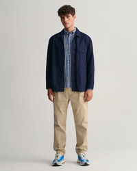 Regular fit stribet chambray skjorte