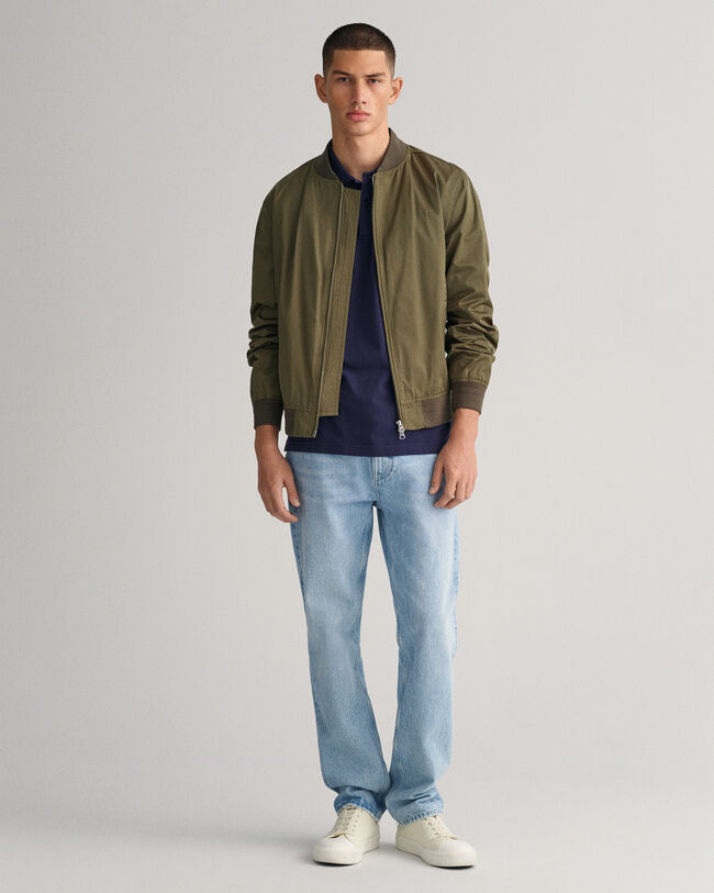 Piqu&eacute; poloskjorte med stribet kontrastfarvet krave