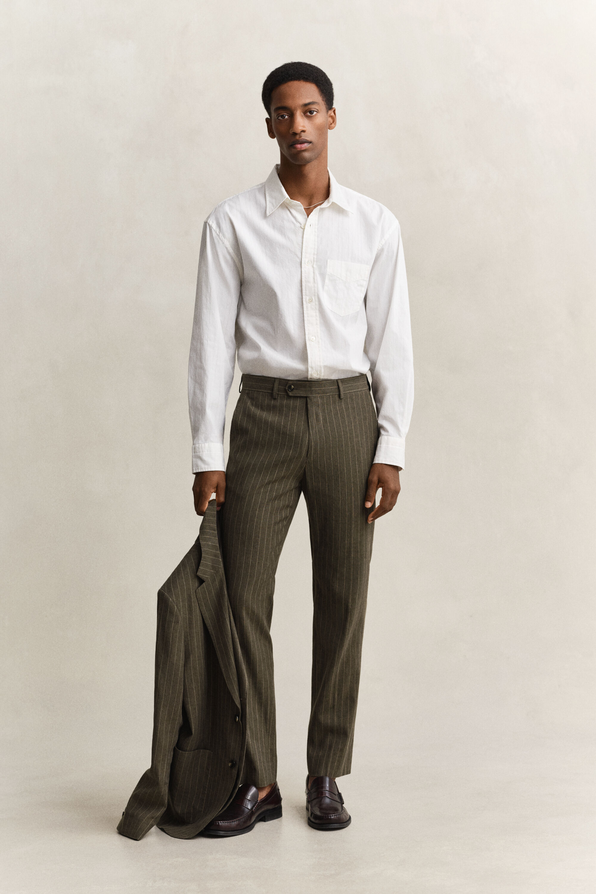 Relaxed fit dobby-stribet skjorte