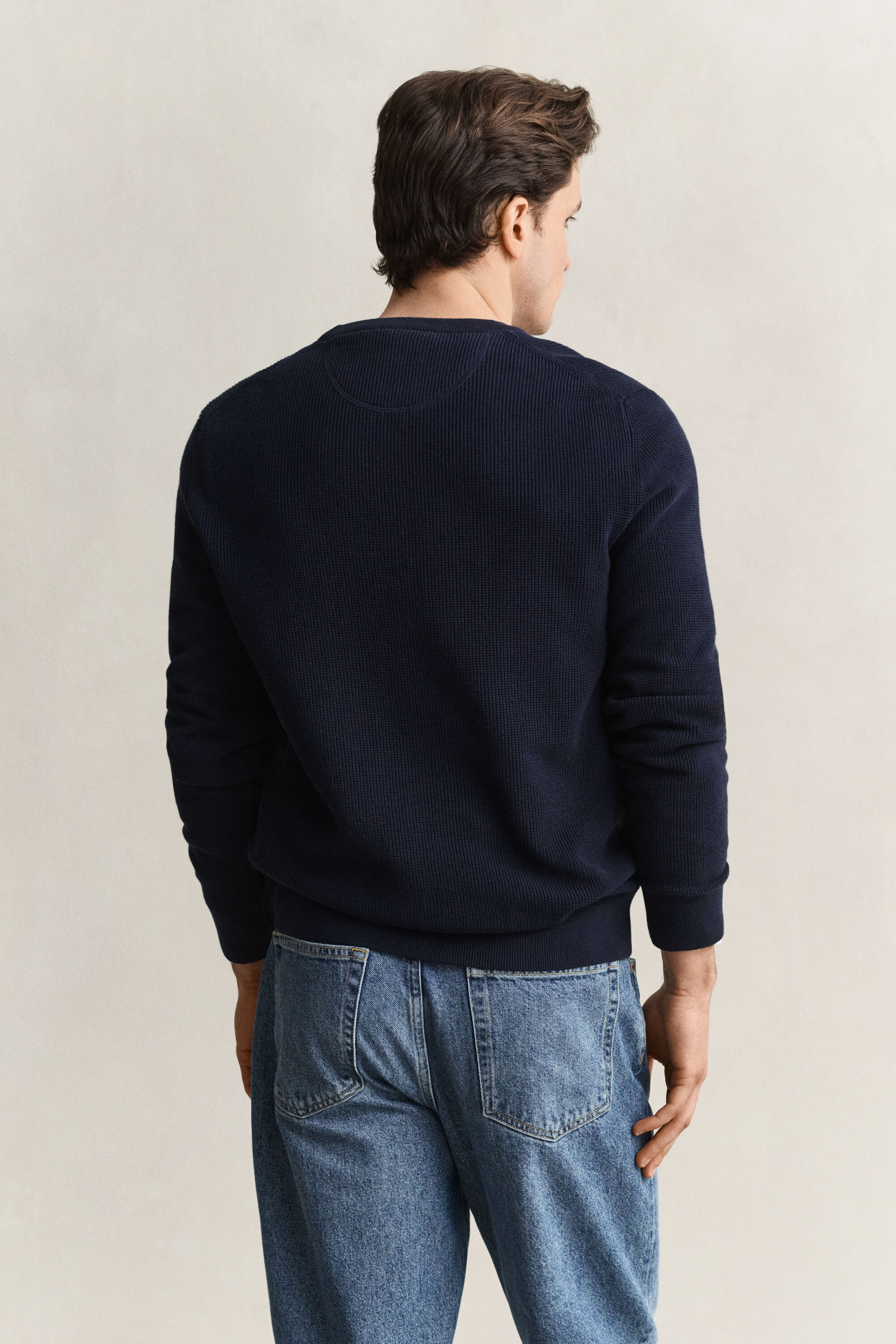 Tekstureret crewneck sweater af bomuld