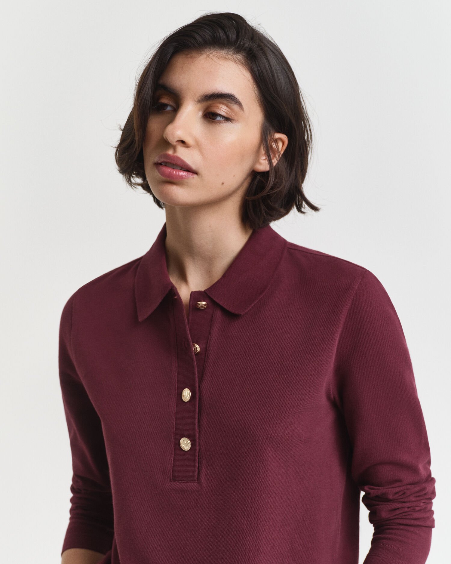 Langærmet piqué poloskjorte