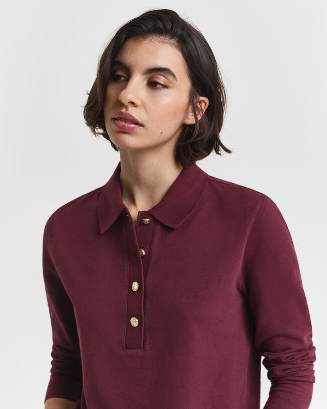 Langærmet piqué poloskjorte