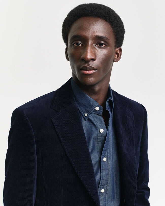 Slim fit jakkesæt-jakke af jernbanefløjl