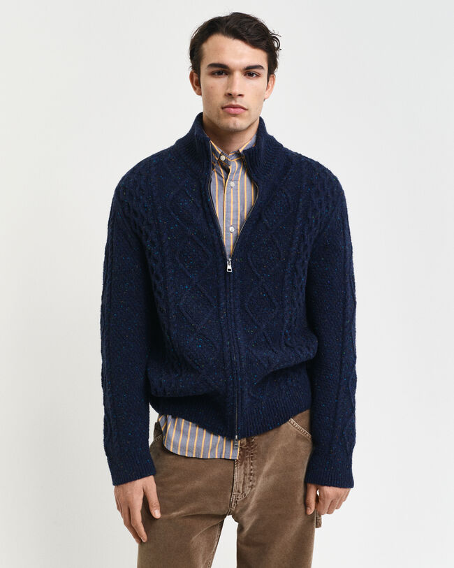 Kabelstrikket cardigan med lynlås