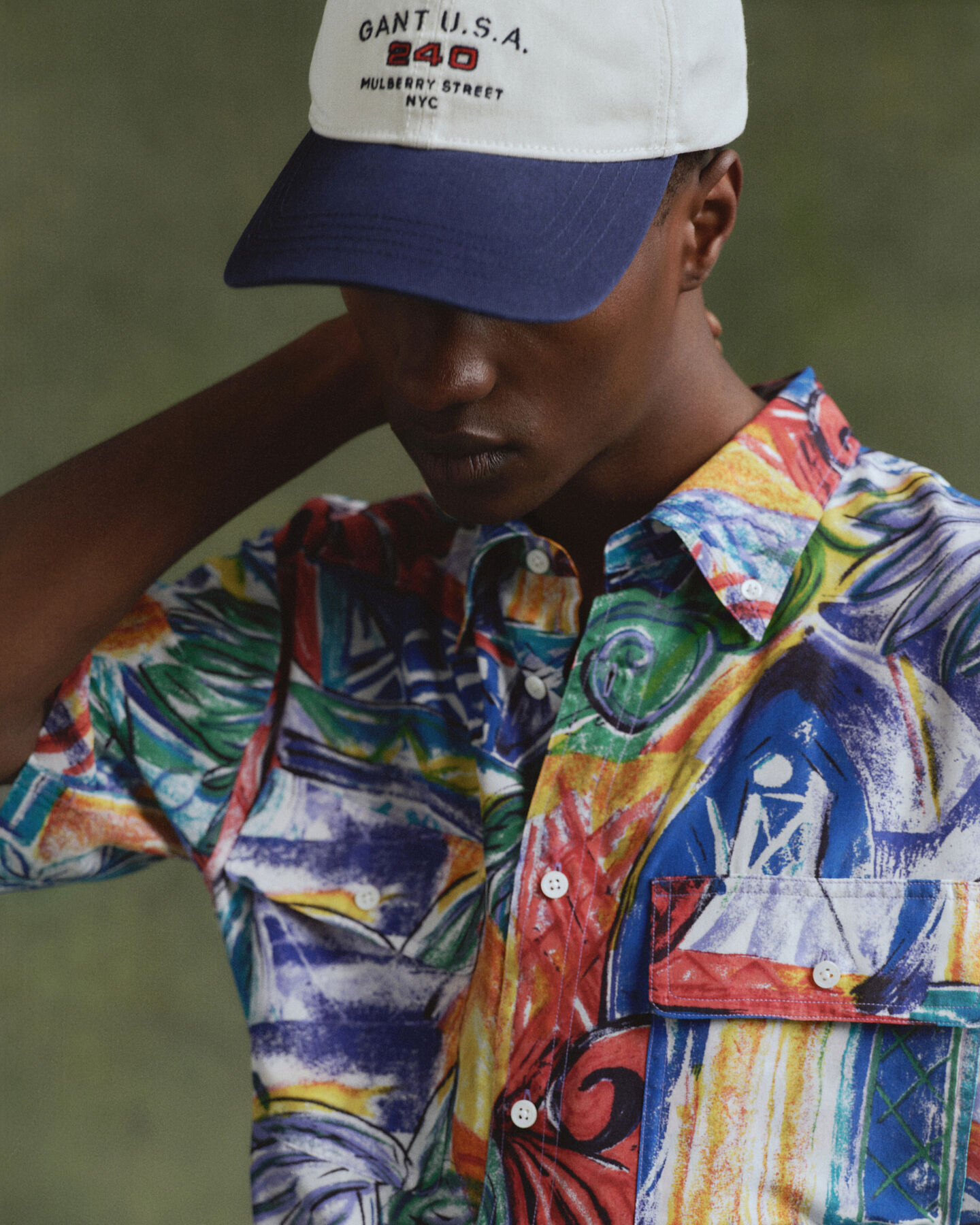 Relaxed fit silkeskjorte med tryk