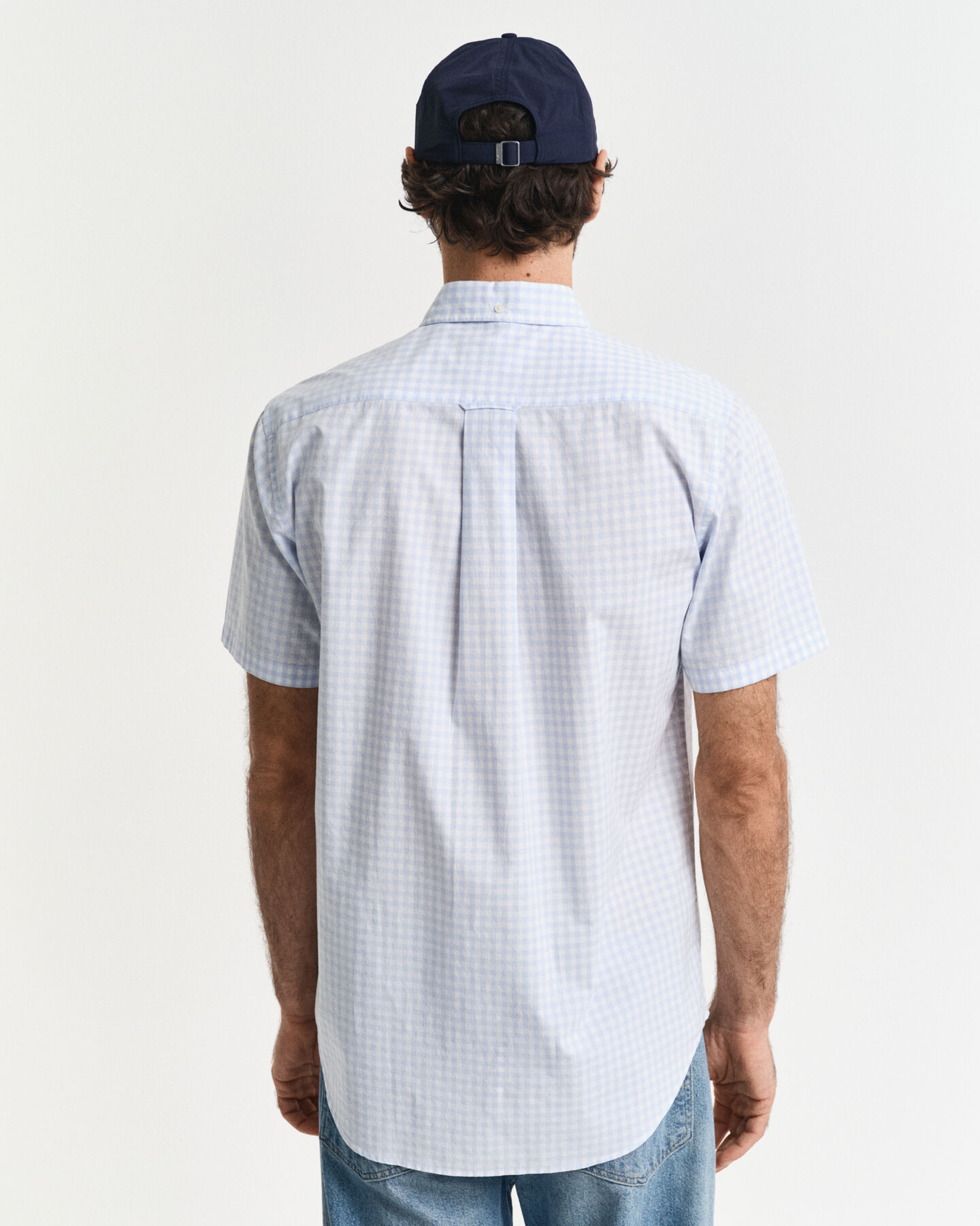 Regular fit klassisk gingham poplin-skjorte med korte ærmer
