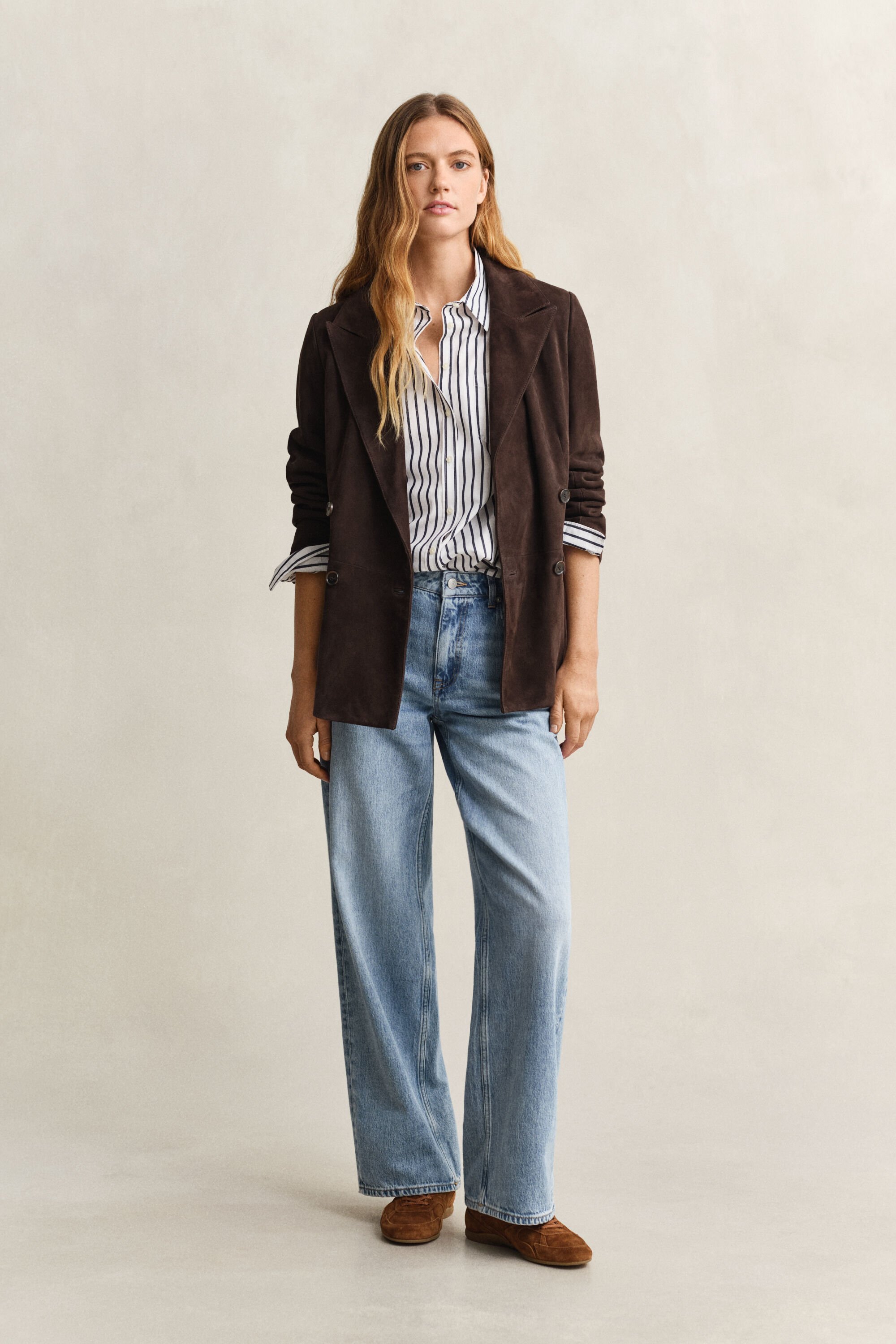 Relaxed fit klassisk stribet poplin-skjorte