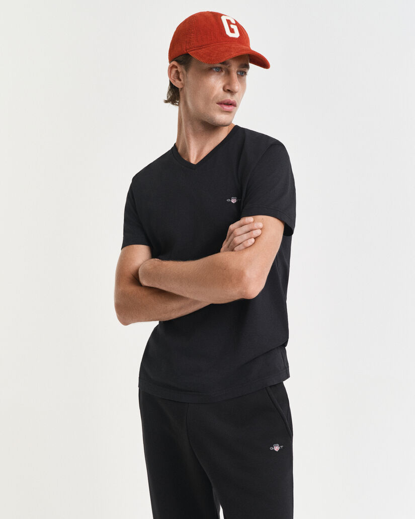 Slim fit Shield T-shirt med V-hals