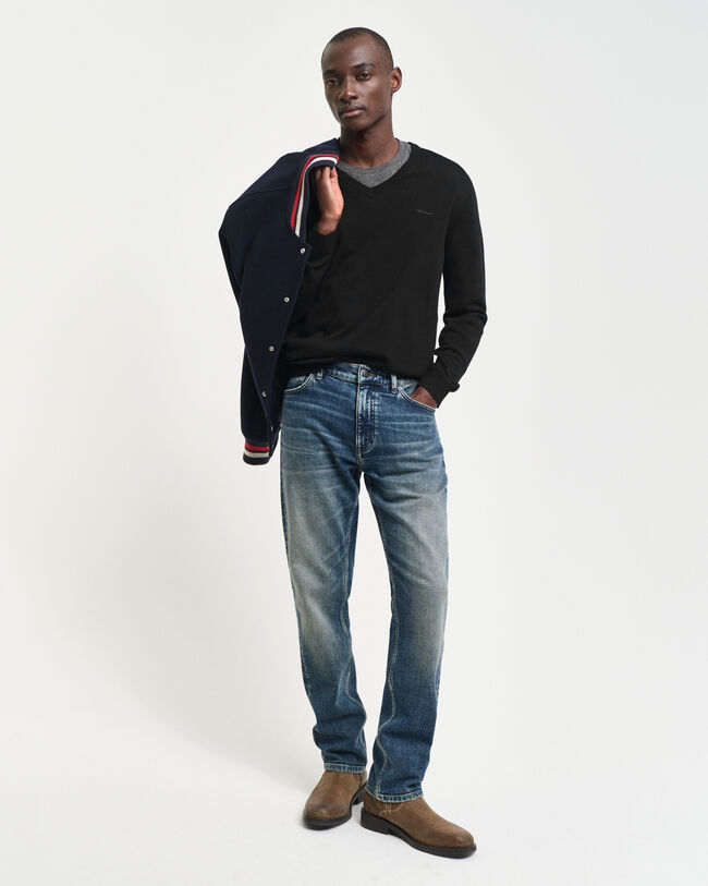 Sweater med V-hals sweater af ekstra fin merinould