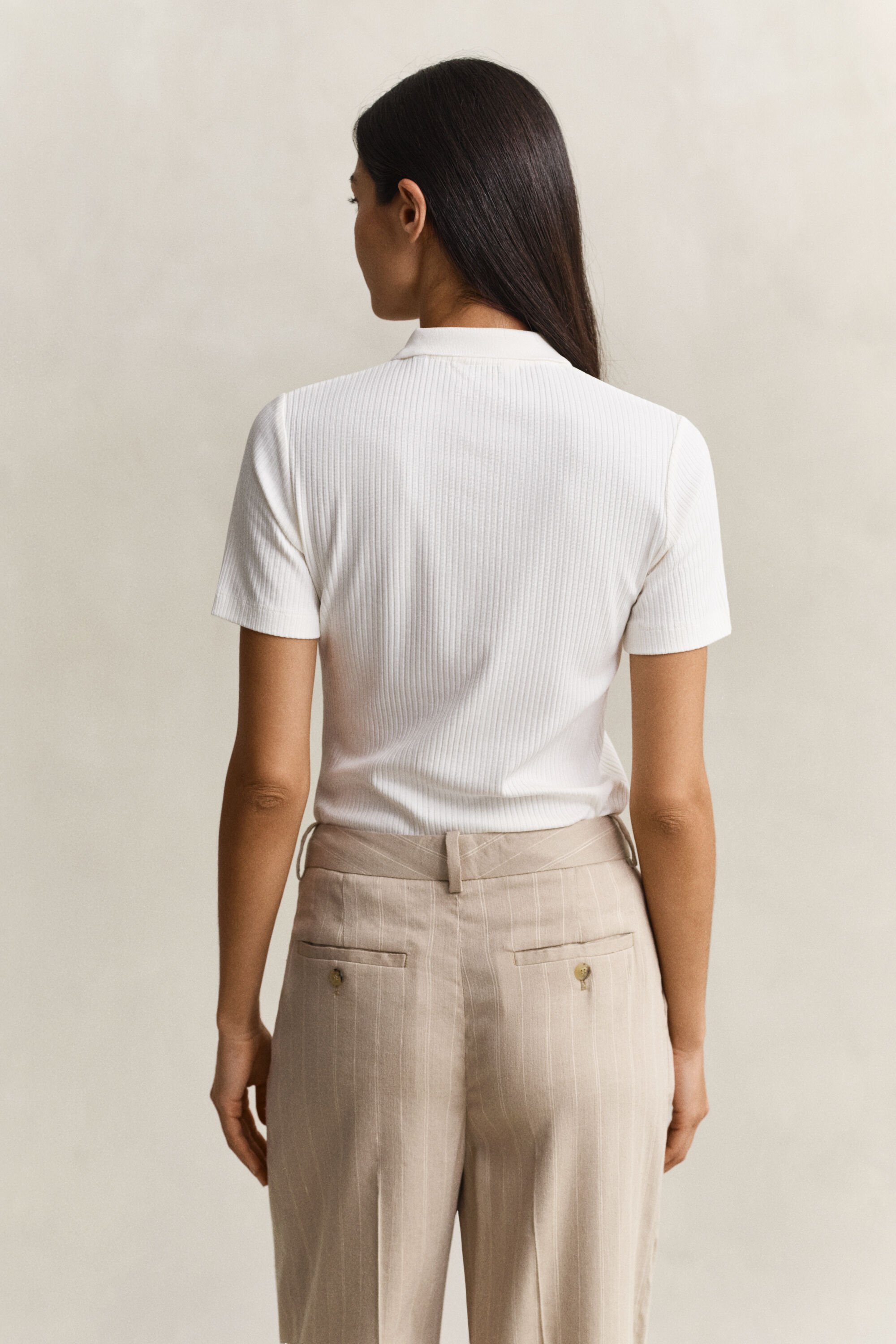 Ribstrikket poloskjorte