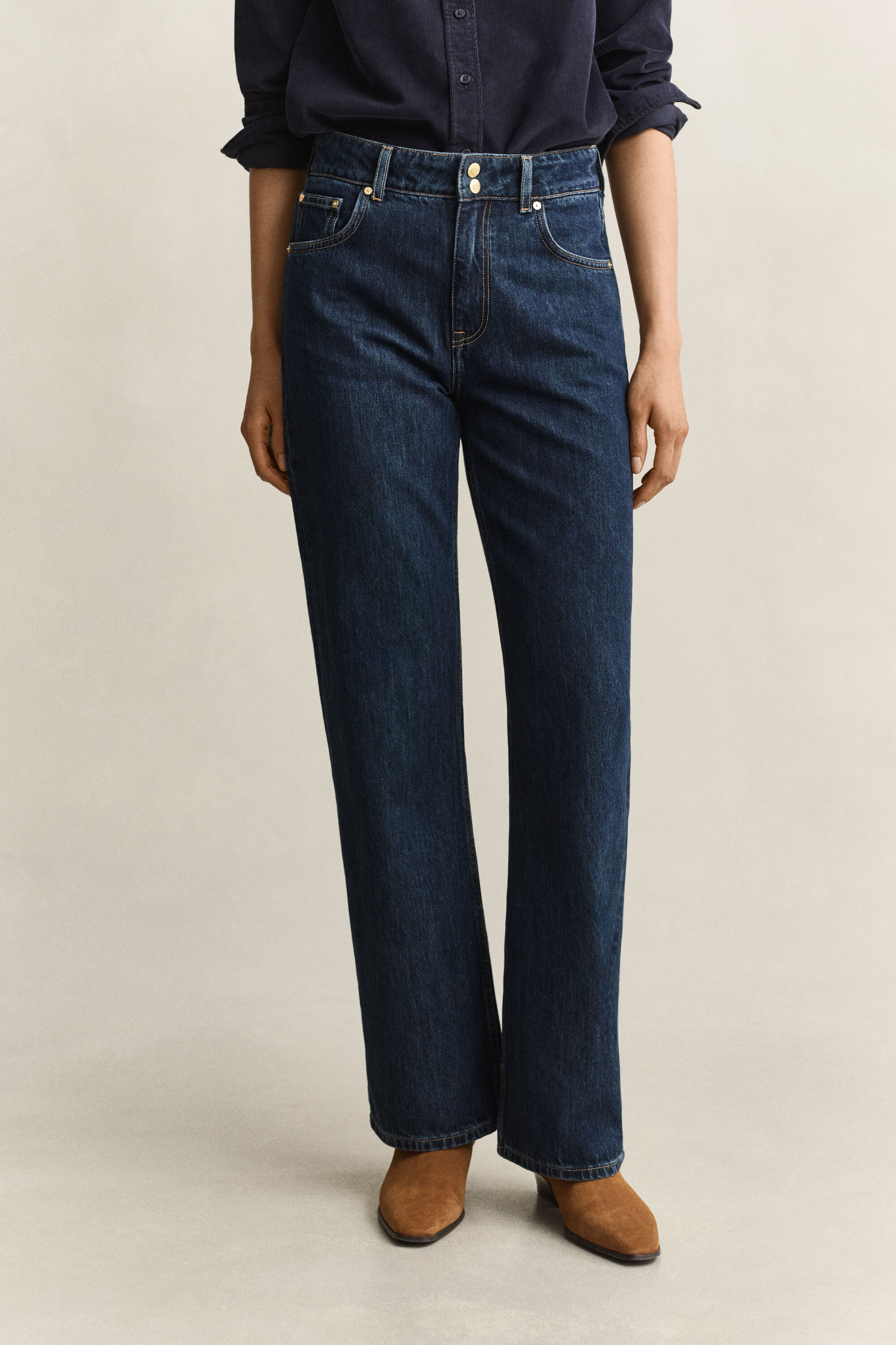 Relaxed jeans med knapper