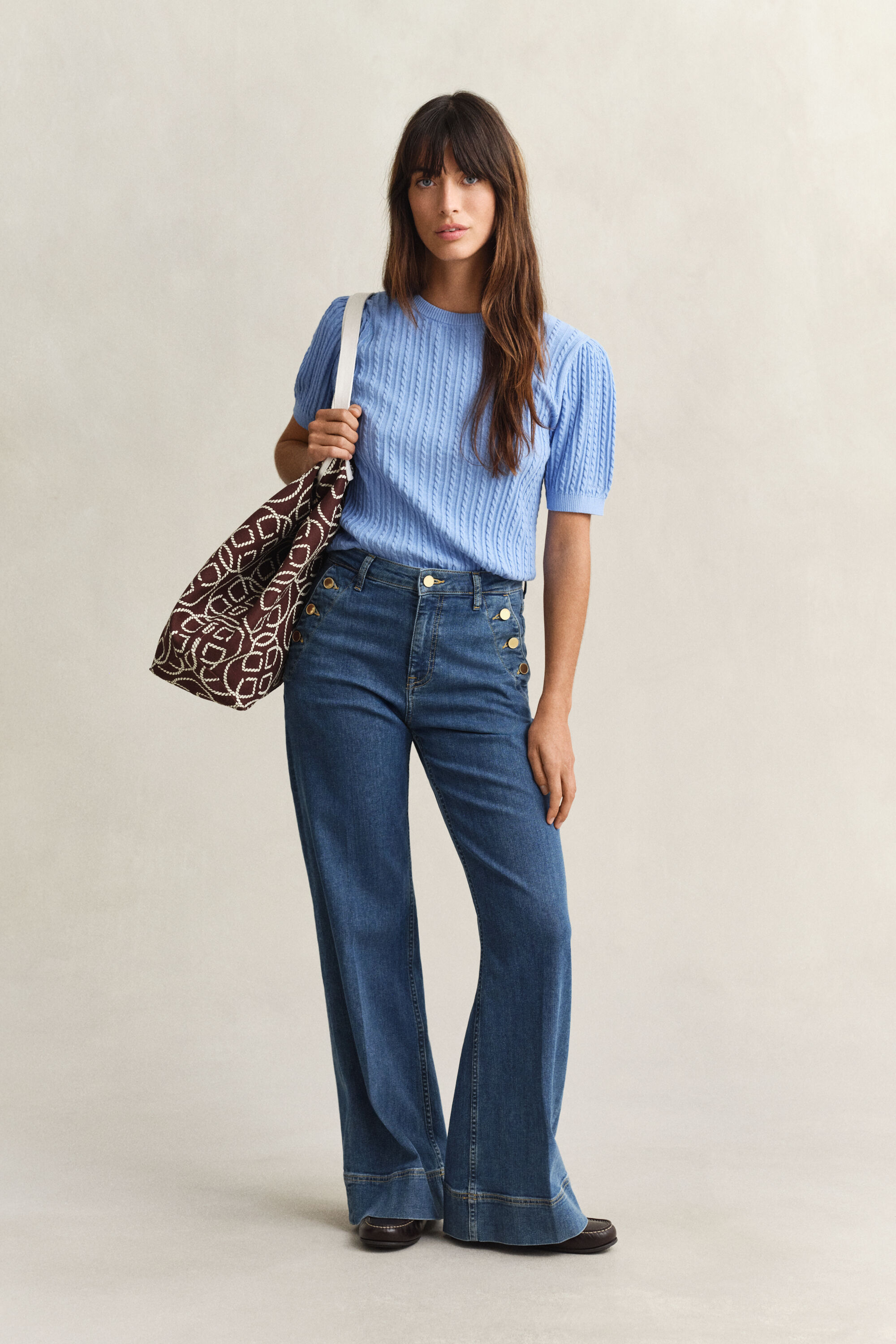 Bomuldssweater med korte ærmer