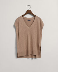 Vest i hørblanding med V-hals