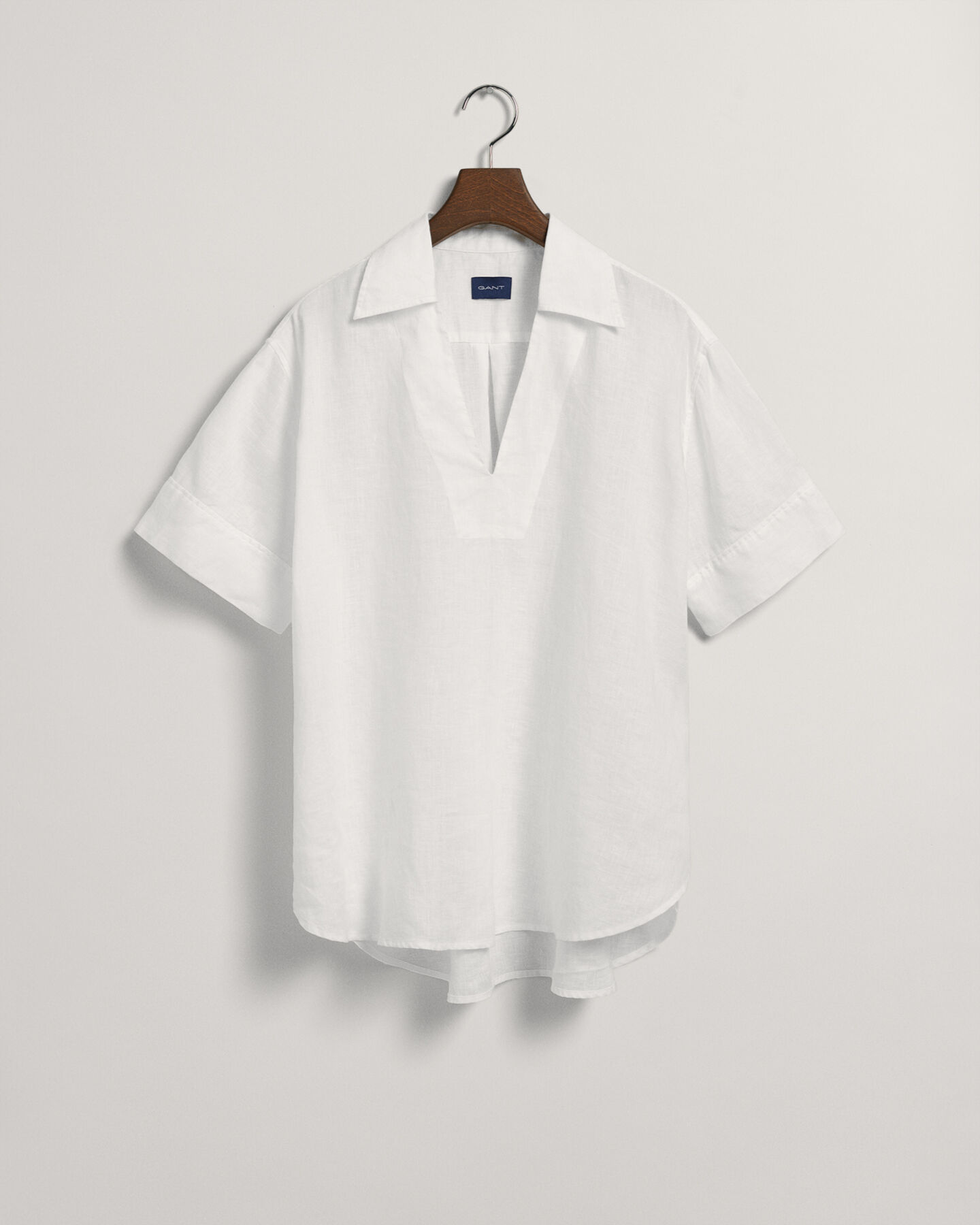 Popover h&oslash;rbluse med korte &aelig;rmer