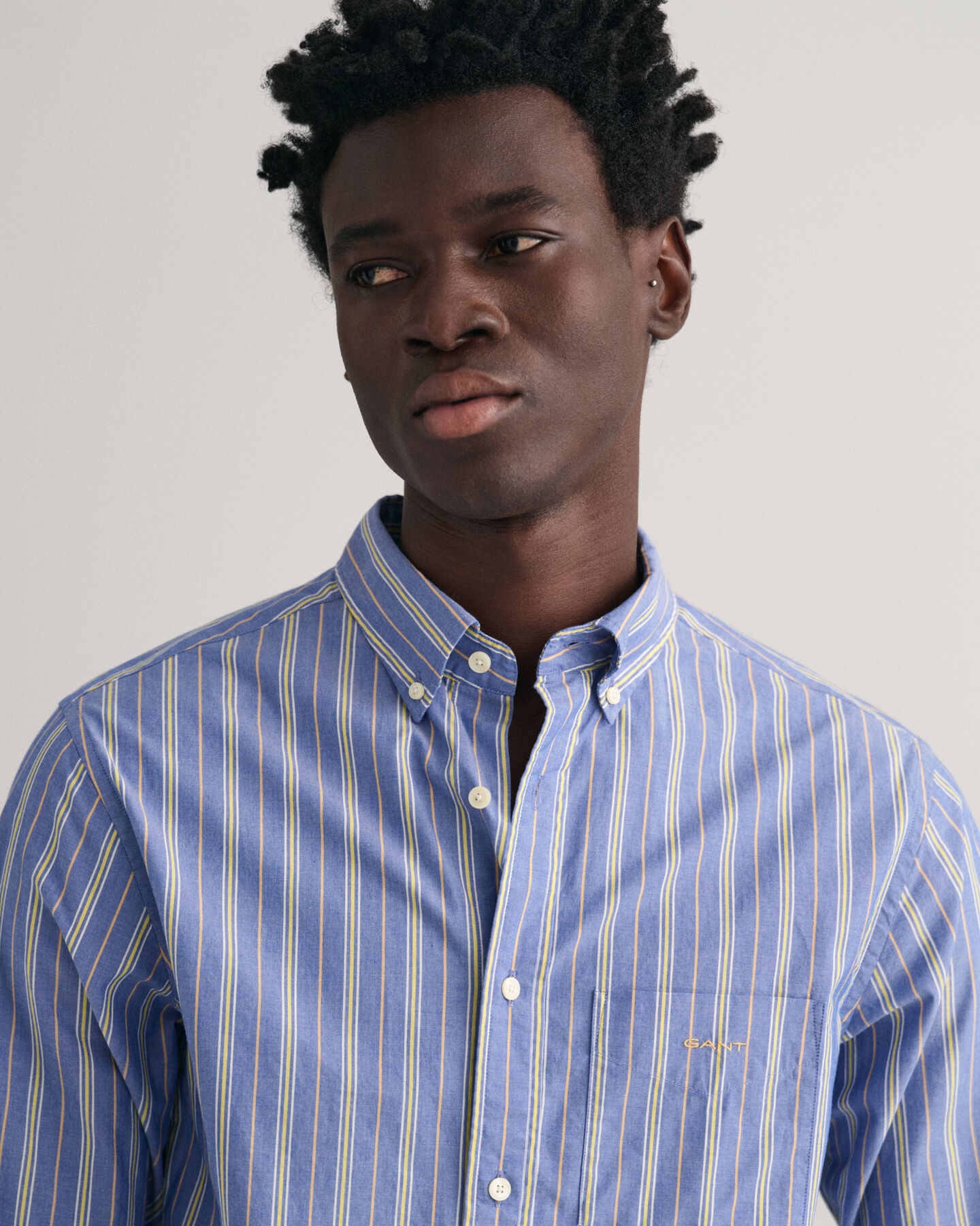 Regular fit poplin skjorte med striber