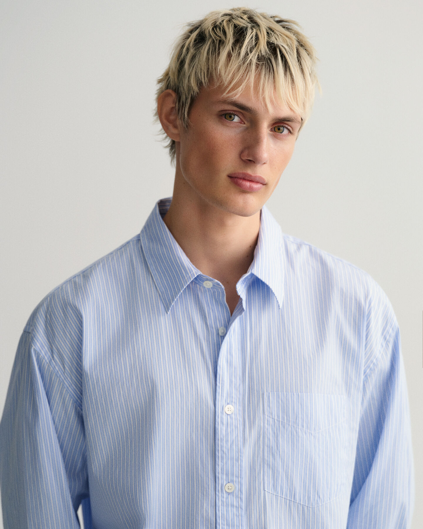 Oversize poplinskjorte med striber